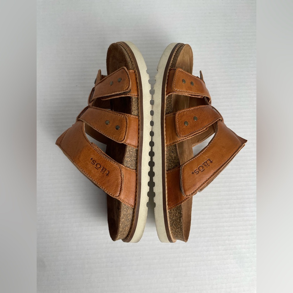 Taos Leather Magnificent Sandals Women’s Size EU 41 Brown Cognac Fisherman Slide - Picture 14 of 15